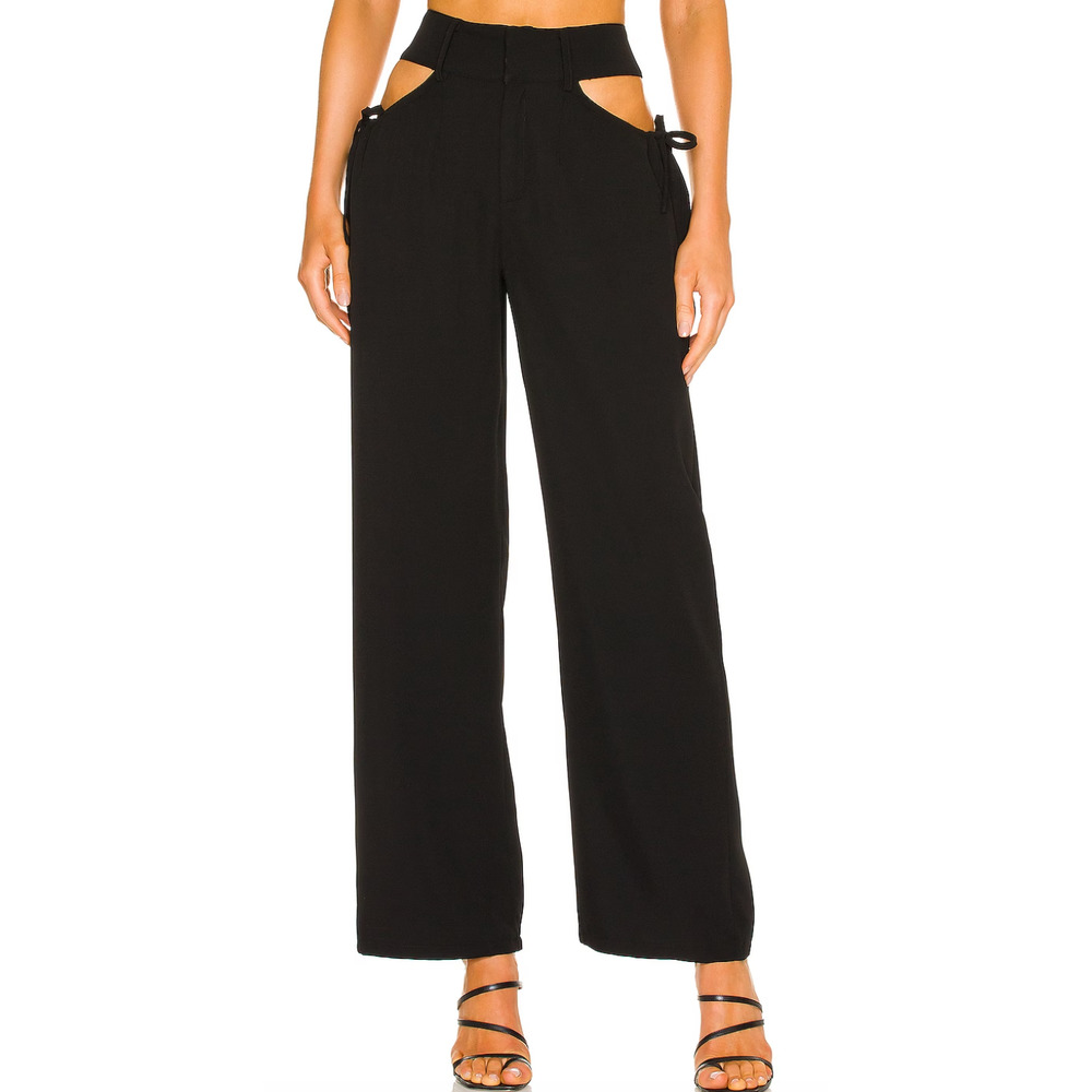 Revolve Pelvic Cut Out Pants Size XS Trouser Wide Leg Black Superdown Be…